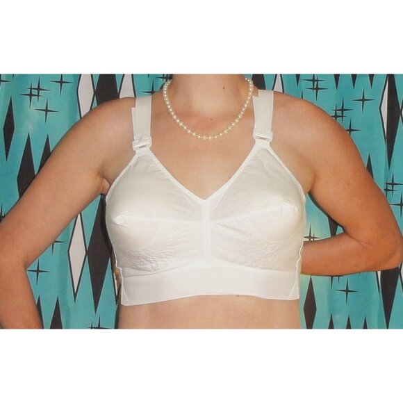 Vintage White Exquisite Form Bullet Bra 38 D circle stitch pointy bra pinup - Picture 4 of 7